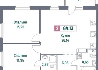 2-ком. квартира на продажу, 64.1 м2, Ленинградская область