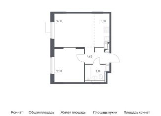 1-комнатная квартира на продажу, 43 м2, деревня Юрлово, жилой комплекс Пятницкие Луга, к2/1