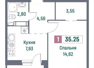 Продается 1-ком. квартира, 35.3 м2, Ленинградская область