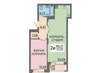 Продается 2-комнатная квартира, 51.1 м2, Воронежская область, улица Теплоэнергетиков, 17к1