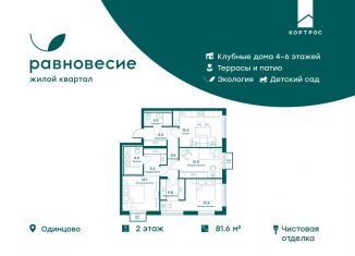 Продажа трехкомнатной квартиры, 81.6 м2, Московская область