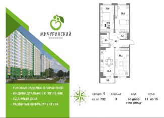 3-комнатная квартира на продажу, 78.4 м2, Тверь, Оснабрюкская улица, 10, ЖК Мичуринский