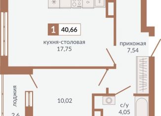 Продам 1-комнатную квартиру, 40.7 м2, Екатеринбург, метро Геологическая