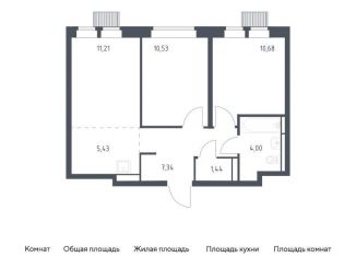 Продам двухкомнатную квартиру, 50.6 м2, Московская область