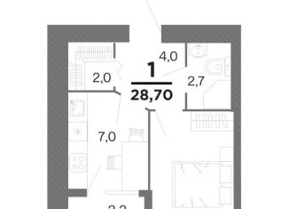 Продаю 1-комнатную квартиру, 28.7 м2, Рязанская область