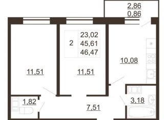 Продажа двухкомнатной квартиры, 46.5 м2, Ленинградская область, улица Хохлова, 16