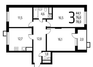 Продается 3-комнатная квартира, 78 м2, поселение Десёновское, 3-я Нововатутинская улица, 15к1
