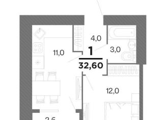 Продам 1-комнатную квартиру, 32.6 м2, Рязань, Московский район