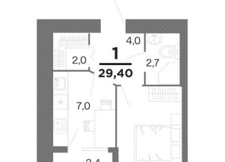 Продажа однокомнатной квартиры, 29.4 м2, Рязань