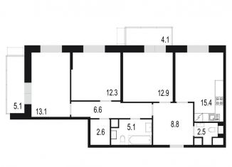 Продается 3-комнатная квартира, 88.5 м2, Одинцово, ЖК Союзный, жилой комплекс Союзный, к2