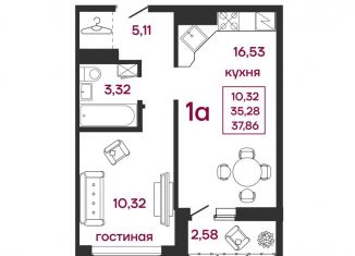Продаю 1-комнатную квартиру, 37.9 м2, Пенза, улица Баталина, 31, Железнодорожный район