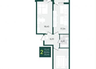 Продажа двухкомнатной квартиры, 73.5 м2, Краснодар