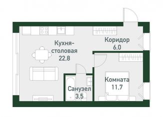 Квартира на продажу свободная планировка, 43.6 м2, Челябинская область, Спортивная улица, 22