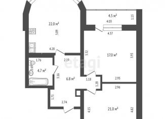 Продается 2-комнатная квартира, 73.8 м2, Тюмень, Даудельная улица, 2, Центральный округ