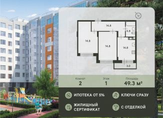Продается 2-комнатная квартира, 49.3 м2, Ленинградская область, Рождественская улица, 2
