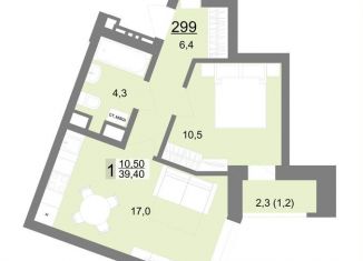 Продам 1-комнатную квартиру, 39.4 м2, Екатеринбург, метро Площадь 1905 года