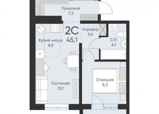 Продается двухкомнатная квартира, 43.3 м2, Новосибирская область, Большая улица, 23
