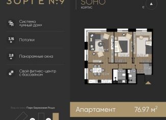 Продажа трехкомнатной квартиры, 77 м2, Москва, Хорошевский район, жилой комплекс Зорге 9, 9Ак7