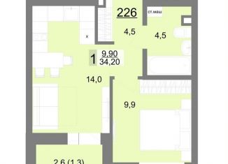 Продам 1-комнатную квартиру, 34.2 м2, Екатеринбург, метро Площадь 1905 года