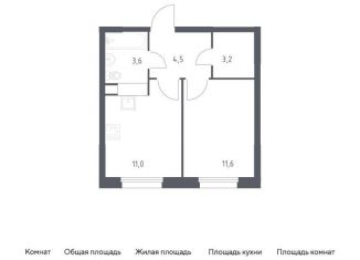 Однокомнатная квартира на продажу, 33.9 м2, Москва, жилой комплекс Эко Бунино, 14.2