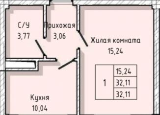 Однокомнатная квартира на продажу, 32.1 м2, Нальчик, район Молодёжный, улица А.А. Кадырова, 24