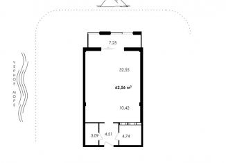 Продается однокомнатная квартира, 62.6 м2, Алушта