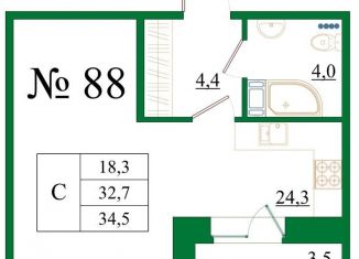 Квартира на продажу студия, 34.5 м2, Ленинградская область, Медицинский проезд