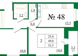 2-ком. квартира на продажу, 51.5 м2, Гатчина, Медицинский проезд