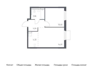 Однокомнатная квартира на продажу, 38.3 м2, Мытищи, жилой комплекс Мытищи Парк, к5