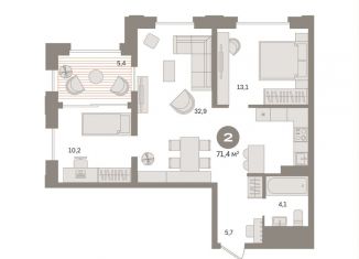 2-комнатная квартира на продажу, 71.4 м2, Москва, Бутырский район