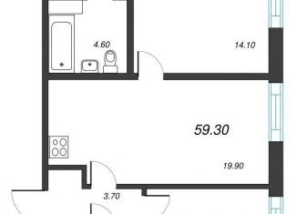 Продажа 2-комнатной квартиры, 59.3 м2, Санкт-Петербург