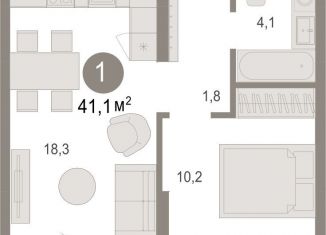 Продам 2-комнатную квартиру, 41.2 м2, рабочий посёлок Краснообск