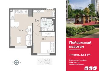 Продается 1-комнатная квартира, 32.5 м2, Санкт-Петербург, метро Девяткино