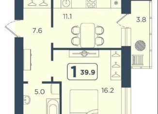 Продаю 1-ком. квартиру, 39.9 м2, Тюмень, Ленинский округ, улица 50 лет Октября, 75к4