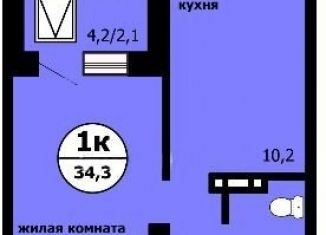 Продается однокомнатная квартира, 34.3 м2, Красноярск, Судостроительная улица, 27Ж