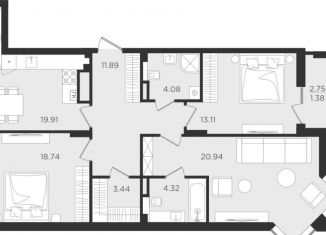 Продажа трехкомнатной квартиры, 97.8 м2, Калининградская область