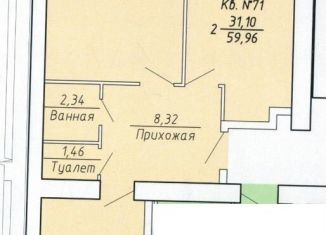 2-комнатная квартира на продажу, 60 м2, Рязань, Железнодорожный район, Михайловское шоссе, 234к1