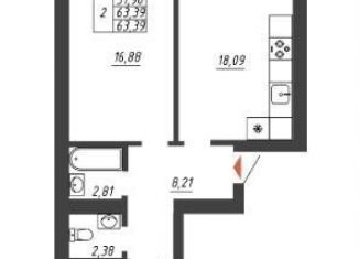 Продажа 2-комнатной квартиры, 63.4 м2, Тольятти, Итальянский бульвар, ЖК Южный Бульвар