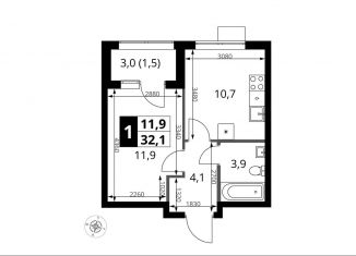 1-комнатная квартира на продажу, 32.1 м2, поселение Мосрентген, жилой комплекс 1-й Ясеневский, 2