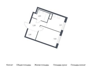 1-комнатная квартира на продажу, 33.1 м2, деревня Лаголово