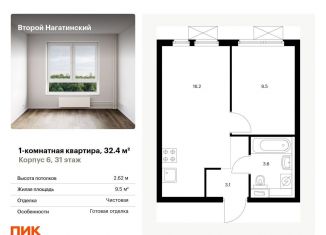 Продам 1-комнатную квартиру, 32.4 м2, Москва, ЮАО, жилой комплекс Второй Нагатинский, к6
