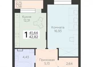 Продажа однокомнатной квартиры, 42.8 м2, Воронеж, улица Независимости, 78