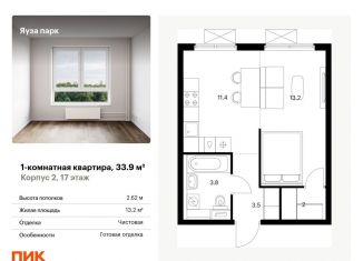 Продается 1-комнатная квартира, 33.9 м2, Московская область, жилой комплекс Яуза Парк, 1