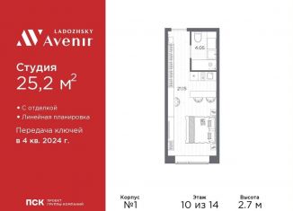 Квартира на продажу студия, 25.2 м2, Санкт-Петербург, Магнитогорская улица, 51литЗ, Красногвардейский район