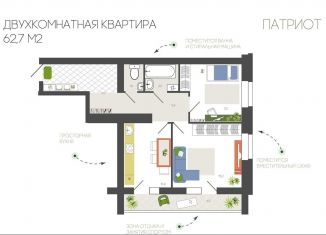Продажа двухкомнатной квартиры, 62.7 м2, Смоленск, Заднепровский район