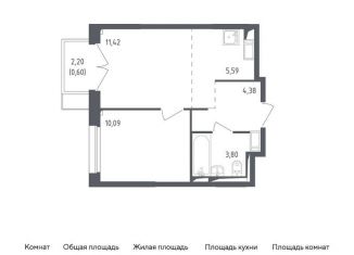1-ком. квартира на продажу, 35.9 м2, Московская область, жилой комплекс Томилино Парк, к5.2