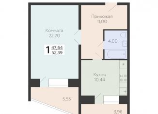 Продажа однокомнатной квартиры, 52.4 м2, Самара, 3-й квартал, 8, метро Юнгородок