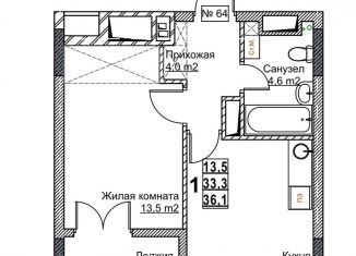 Продам однокомнатную квартиру, 36.1 м2, Нижегородская область