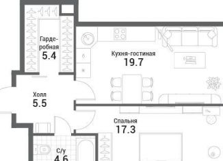 Продажа 1-комнатной квартиры, 52.5 м2, Москва, жилой комплекс Нагатино Ай-Ленд, к1, метро Технопарк