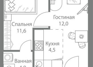 Продается двухкомнатная квартира, 39.5 м2, Москва, станция Немчиновка